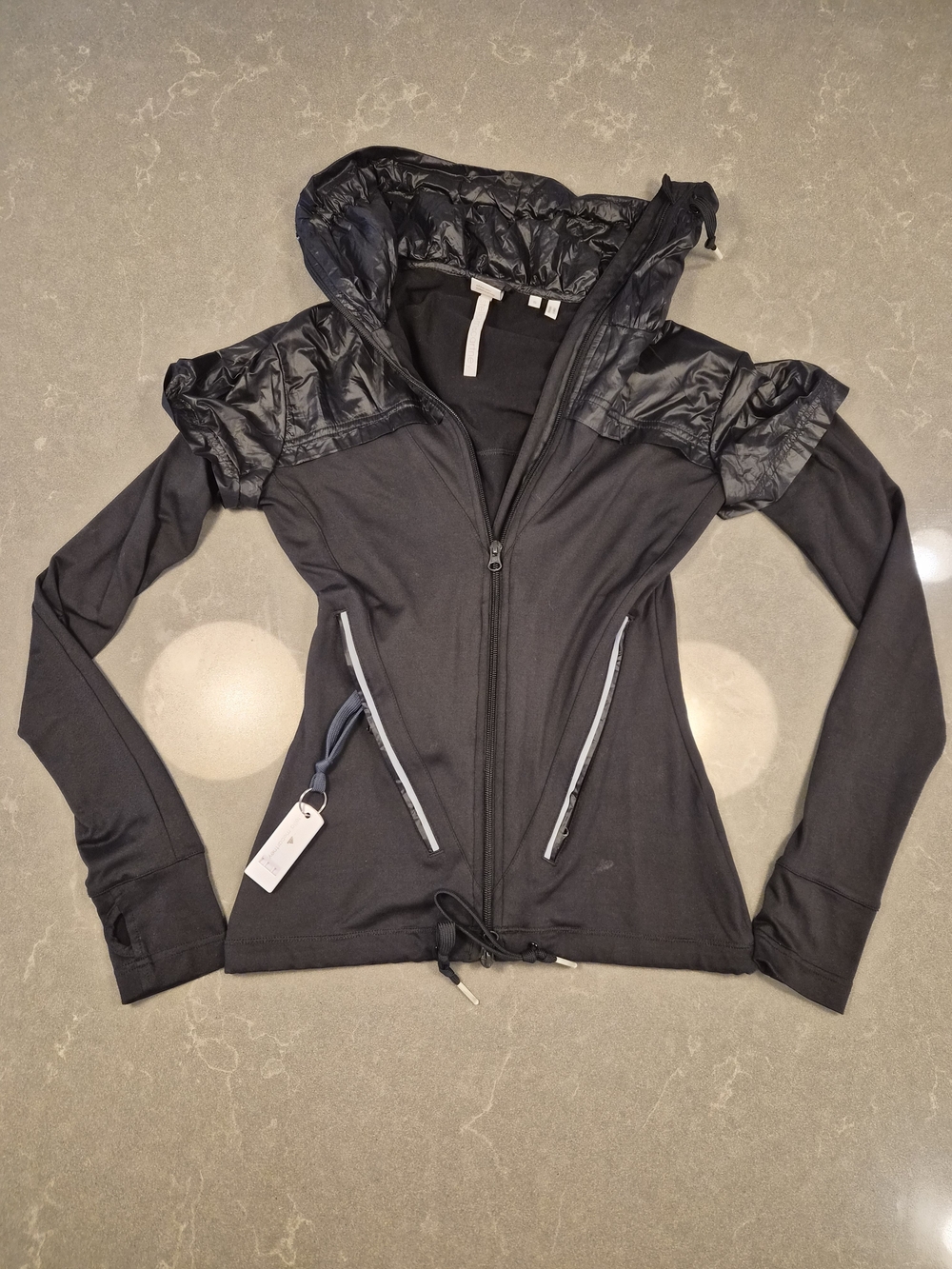 Adidas by Stella McCartney Black Quilted-Hood Active Bomber Jacket